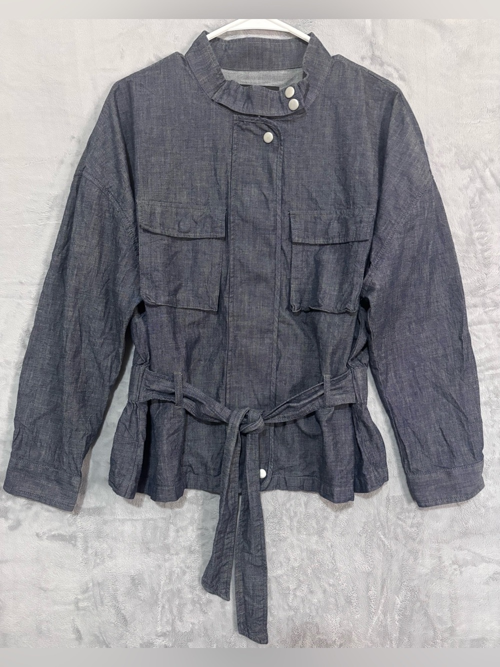 Banana Republic Belted Chambray Utility Jacket Grey PL